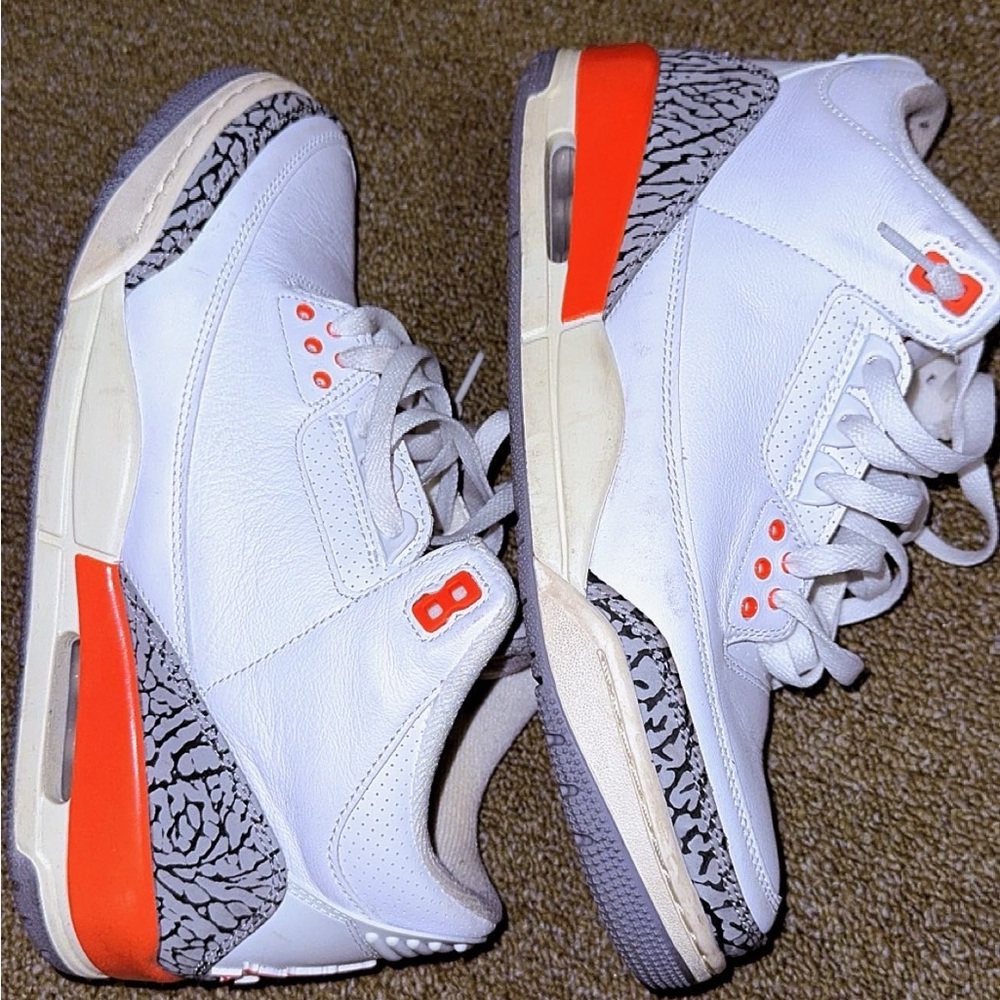 Jordan White and Orange Sneakers with Elephant Pattern